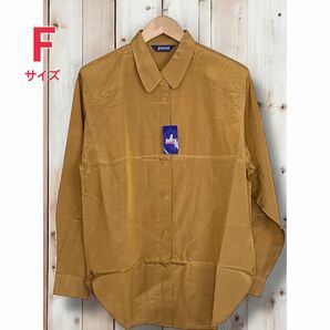新品 jasmi silk シルク 長袖シャツ 長袖ブラウス キャメル Fサイズ 長袖