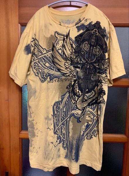 ★ MUSKOGEE プリント Tシャツ マスタードカラー MADE IN America★ プリント ストリート アメカジ