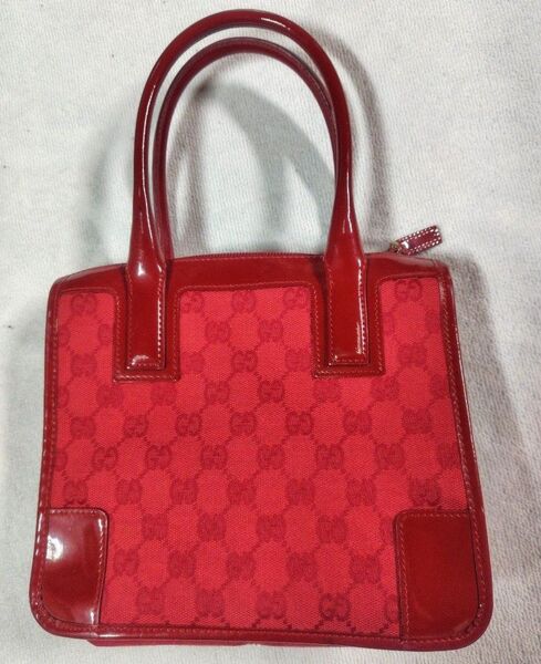 値下げ★ GUCCI グッチ ミニトート ミニハンドバッグ ミニバッグ 赤 美品 GGキャンバス