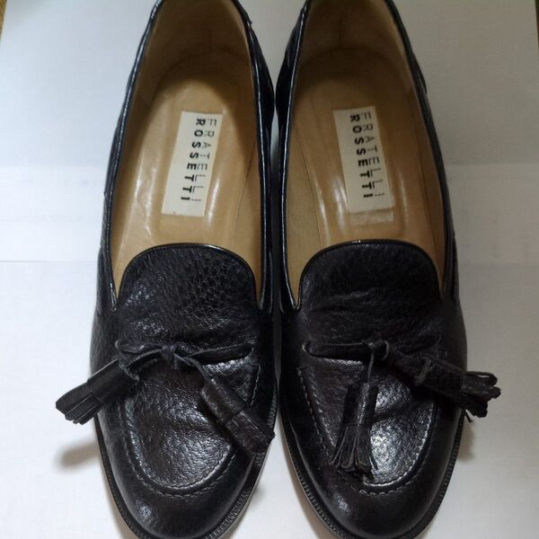 フラテッリ ロセッティ FRATELLI ROSSETTIタッセル ローファー 38 皮底 イタリア製