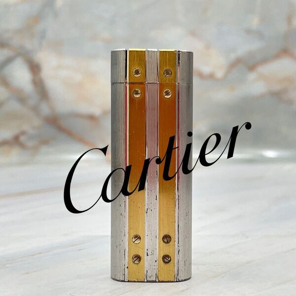 Cartier カルティエ サントス オーバル コンビ ゴールドストライプ ライター