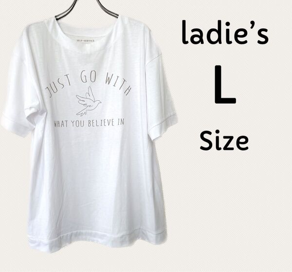 Tシャツ 半袖 L 半袖Tシャツ 白 ロゴ カットソー トップス オーバーシャツ