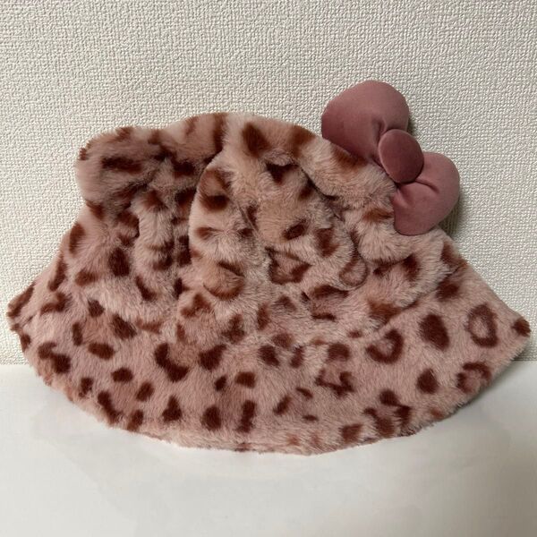 USJ キティーちゃん ヒョウ柄帽子 ピンク