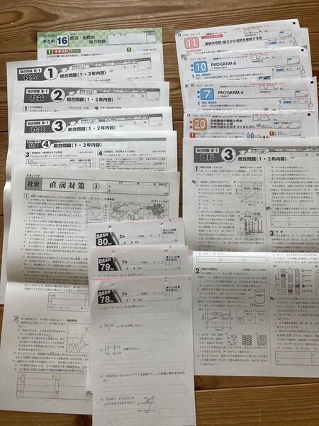 高校受験 中学復習 プリント 解答解説付 理科 英語 算数 社会 確認テスト 16枚