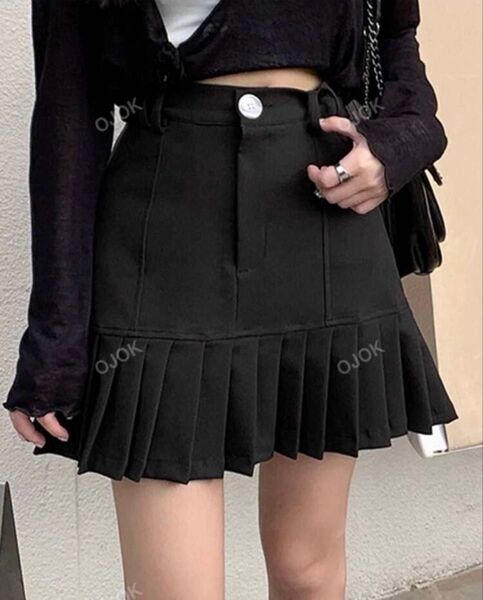 未着用 ミニスカート プリーツスカート インナーパンツ付き ブラック M スカート インナー付 プリーツスカート 美品