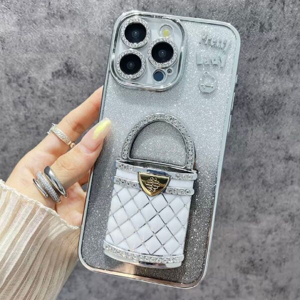 iPhone16ケース シルバー ケース 高級感 韓国 キラキラ ミラー スタンド スマホケース 携帯カバー ケース おしゃれ