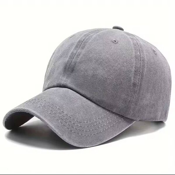 韓国レディースファッションウォッシャブルコットンベースボールキャップ(グレー)