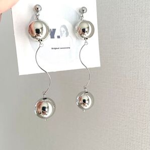 【うねまるシンプルピアス】 ピアス ハンドメイド シルバー