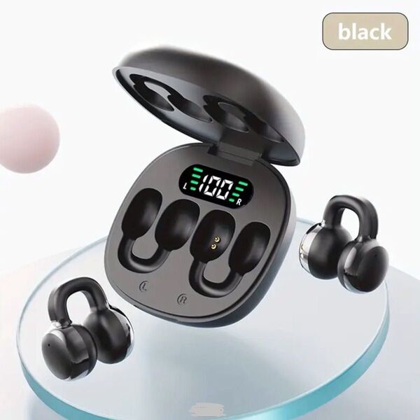 【ブラック】Bluetooth クリップオン イヤホン イヤフォン 003