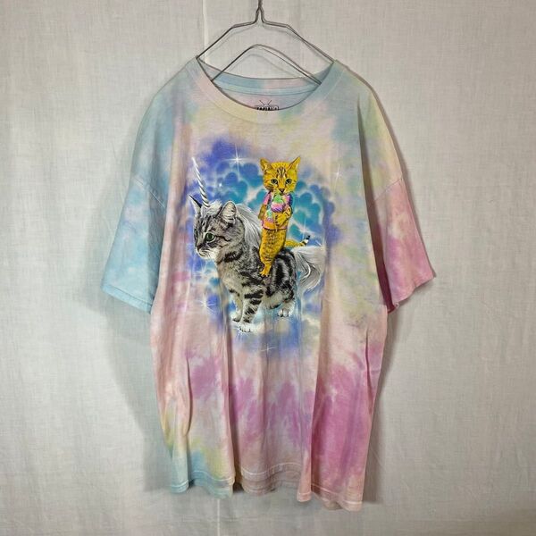 タイダイ 猫 Tシャツ アニマル 古着 半袖 Tee
