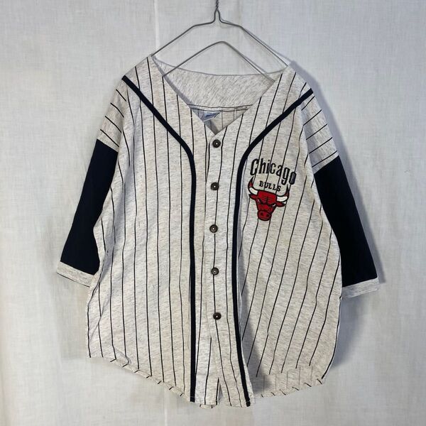 Chicago BULLS 半袖 ベースボールシャツ ゲームシャツ 前開き Tシャツ