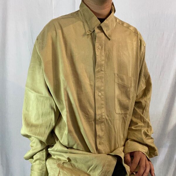 シルク混 長袖 シャツ 古着 コットン XL