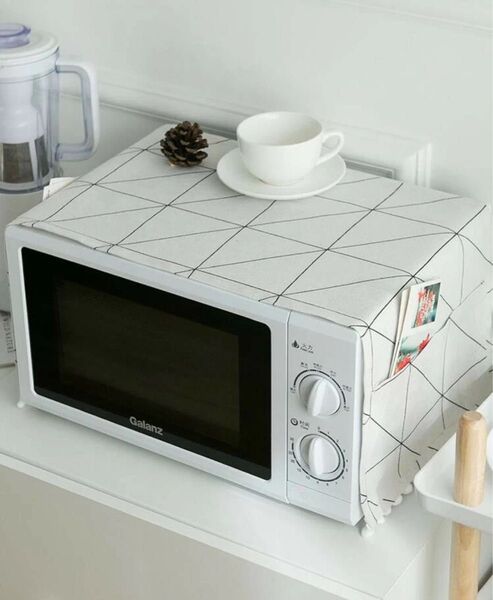 幾何学模様 電子レンジカバー お洒落 電子レンジ ホワイト