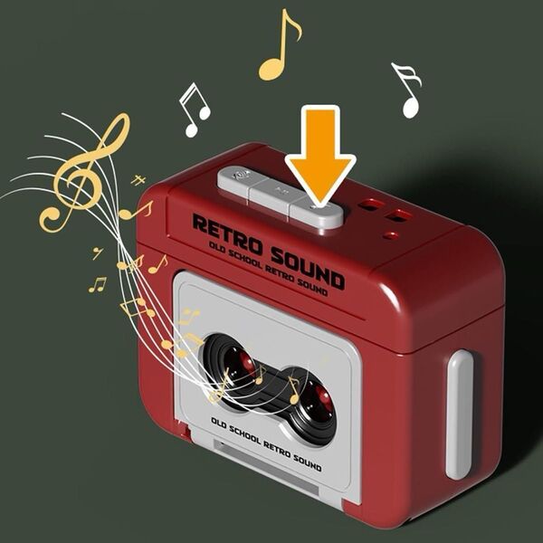 ミニカセットプレーヤー キーホルダー 再生録音可能 レッド