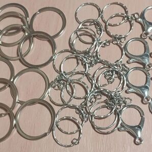 ハンドメイド レザークラフト金具 キーリング カニカン 二重リング まとめ売り