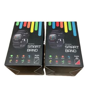 SMART BAND スマートウォッチ Bluetooth 2個セット ブラック ブラックXレッド