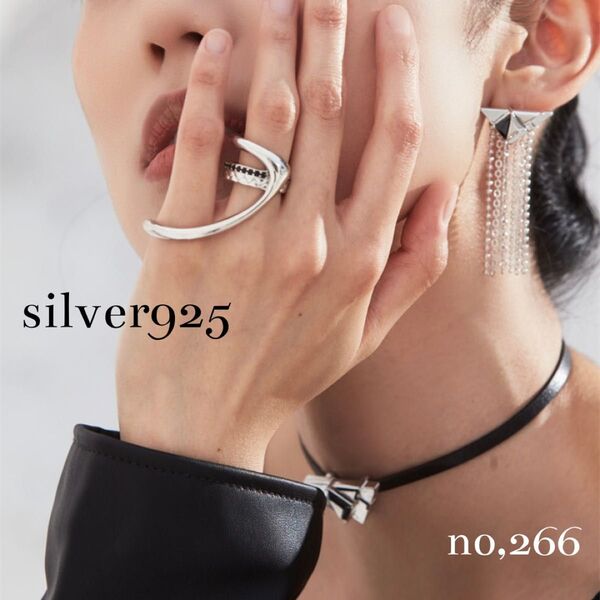 おまとめ割有《no,266》ブラックストーン ダブルフィンガーリング SV925