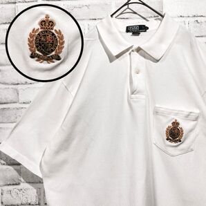 1379 Polo Ralph Lauren ラルフローレン ポロシャツ L 白 90s USA製 王冠