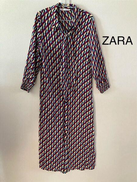 ZARA 幾何学模様 ロングワンピース