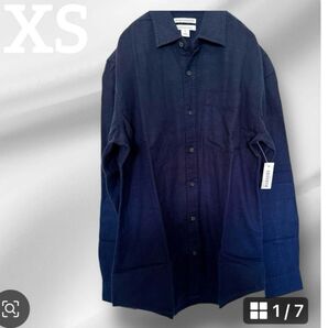 ★新品★amazon essentials ネイビー 長袖シャツ (XS)S