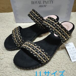 【新品未使用】ROYAL PARTY ロイヤルパーティーウェッジソールサンダル LL ブラック ゴールド