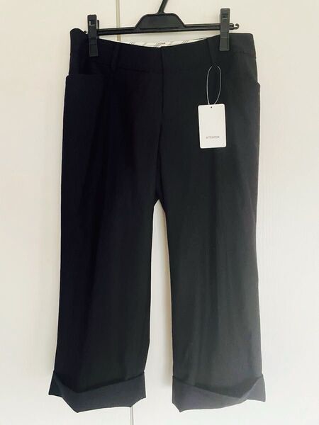 【未着用タグ付き】la.f.. ラエフ 7分丈 クロップド パンツ 日本製 size3 L 黒 ウール混