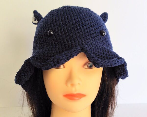 メンダコ 帽子 クロシェハット ハンドメイド クラッシャーハット バケハ コットン y005
