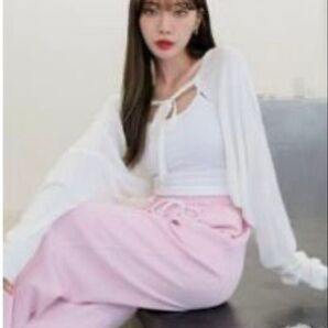 SHEIN フロントリボンカーディガン 白 春服