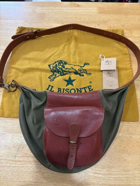 IL BISONTE イルビゾンテ ショルダーバッグ カーキ×ブラウン
