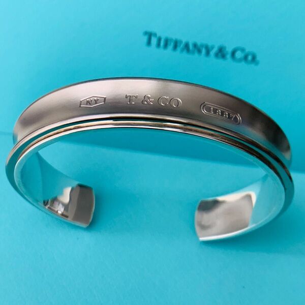 極美品 ティファニー TIFFANY チタン 925 コンビネーション バングル 定番 ナロー ti silver ブレスレット