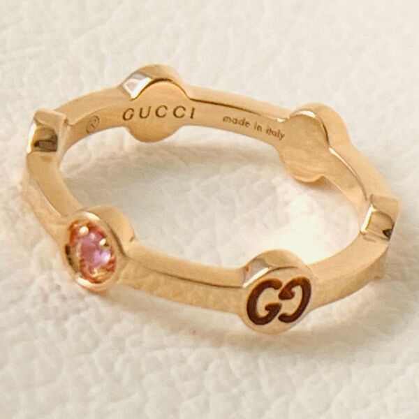 美品 k18 GUCCI アイコン ラウンド リング 指輪 ピンクサファイア ステーション icon 18k 18金 750