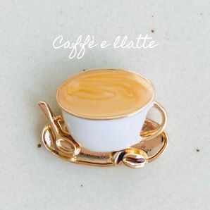 ブローチ カフェオレ コーヒーカップ cafe カフェラテ コーヒー豆 北欧 プレゼント