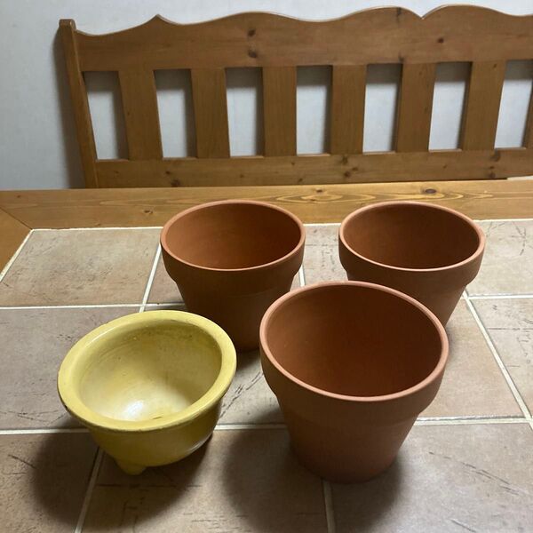 テラコッタポット、陶器鉢 4個 ガーデニング 植木鉢