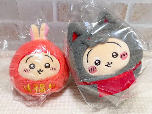 お顔厳選 ちいかわ だるまになっちゃった!ころりん起き上がりこぼしぬいぐるみ もぐもぐ本舗 稲荷だるまぬいぐるみ うさぎ 初期