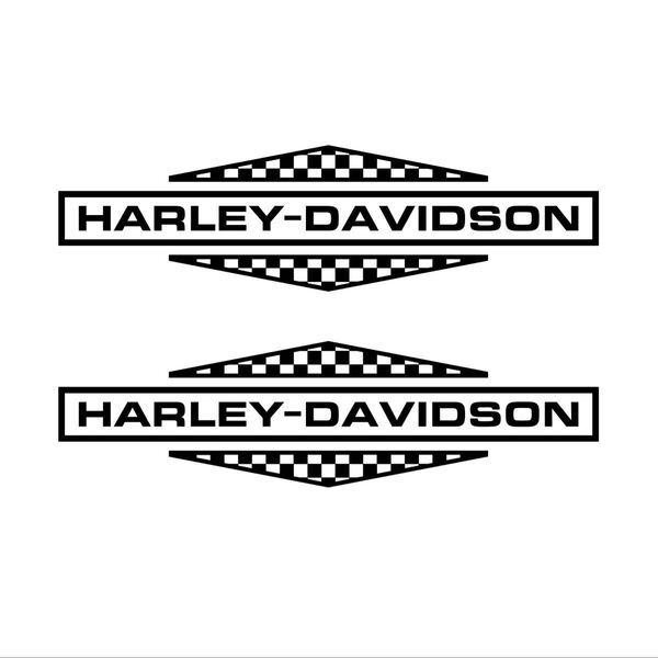 Harley-Davidson チェッカーデカール ブラック 2枚セット ハーレーダビッドソン ステッカー