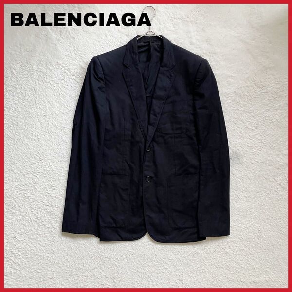 BALENCIAGA バレンシアガ コットン テーラードジャケット イタリア製 46 黒