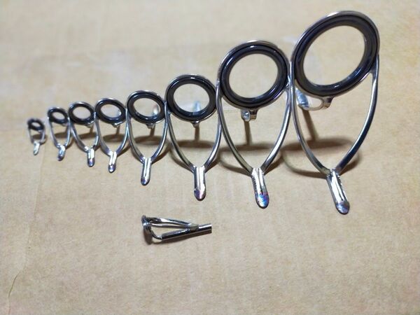KW型 9個 ガイドセット #30#25#20#16#12#10#8#6 topガイド2.0mm ショアージギング 投げ釣り