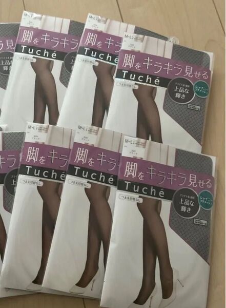 グンゼ Tuche シャイニープチメッシュ M-Lサイズ ブラックストッキング 6足セット