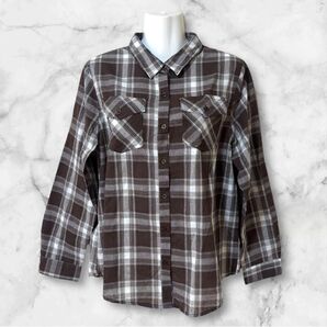 【adapt retailing】チェック柄長袖シャツ/ブラウン