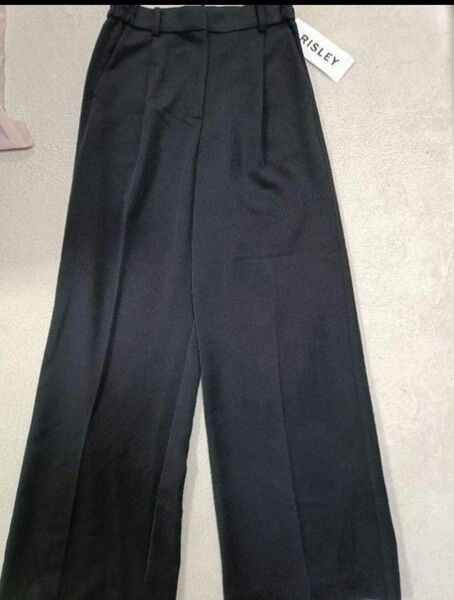 【美品】RISLEY ラインパンツ レディース パンツ リズレー キレイめ カジュアルコーデ ブラック サイズ38