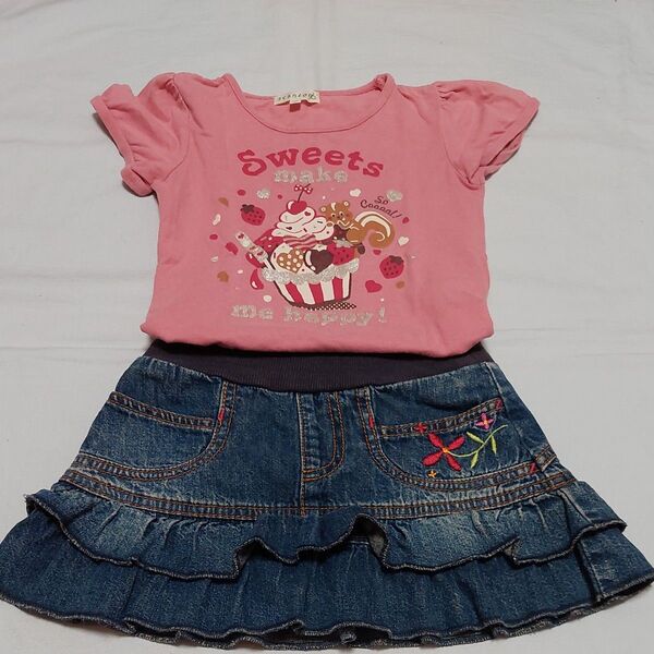 3can4on HusHush Tシャツ&スカートセット 100cm 女の子