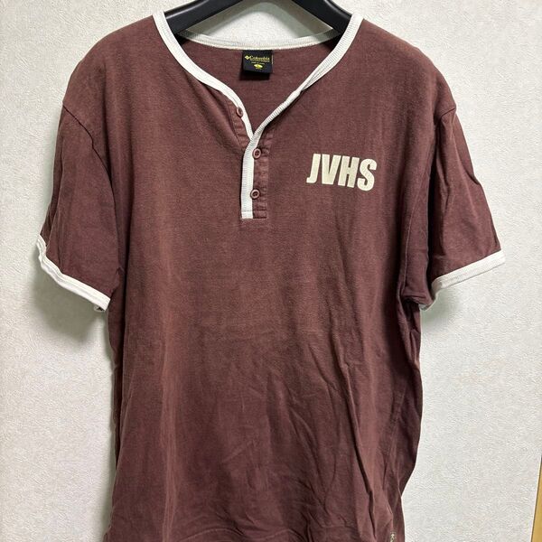 Columbia ヘンリーネック 半袖Tシャツ JVHS ブラウン Lサイズ