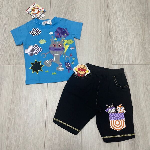 70cm ベビラボ アンパンマンTシャツとハーフパンツ2枚セット 知育 男の子