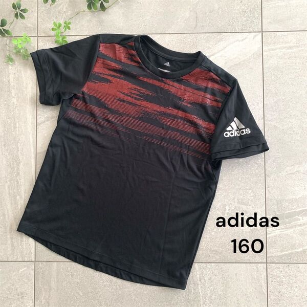 adidas アディダス キッズ Tシャツ 160 ブラック