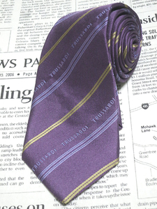  Trussardi TRUSSARDI прекрасный товар мельчайший глянец галстук наклонный полоса reji men taru бренд Logo фиолетовый серия лиловый серия L-005411.. пачка 