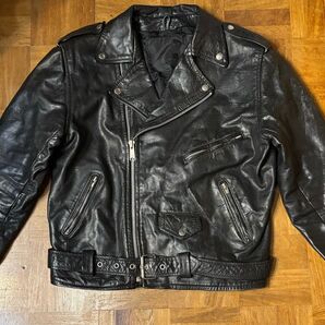 70〜80年代 ヴィンテージ ダブル ライダースジャケット 茶芯 エイジング良 レザージャケット ブラック ダブルライダース