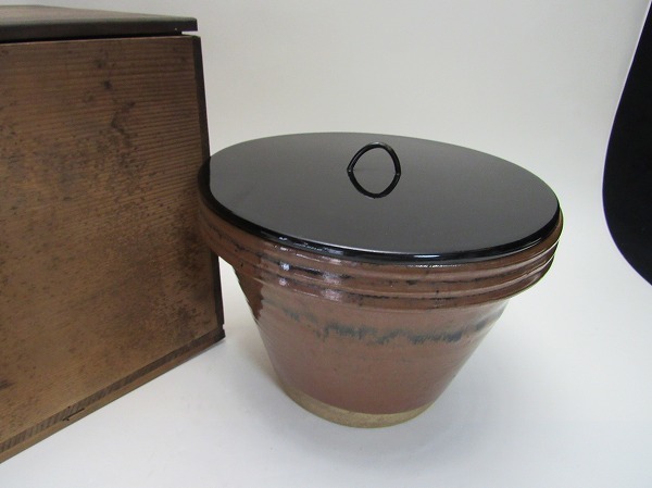 丹波 古丹波焼 水指 塗蓋付 作家不明 径㎝ 陶磁器 古陶磁器 茶道具