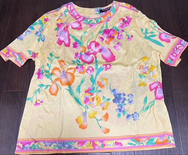 レオナールファション トップス 花柄 イエロー系 サイズL L