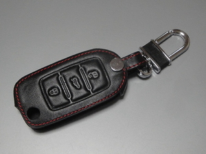 VW GOLF/POLO/PASSAT 3-Button レザーキィー カバー　Black　新品　▽Vntj **