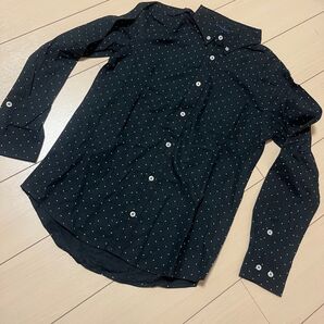 値下げ 新品 アンフィット/UNFIT メンズ長袖シャツ ドット柄シャツ ブラック Mサイズ